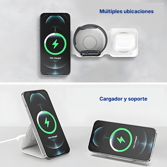 Cargador inalámbrico plegable 3 en 1