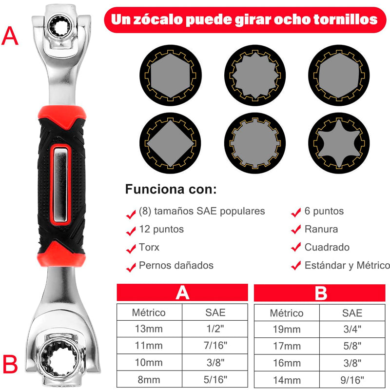 🔧 Llave Inglesa Multifuncional 8 en 1